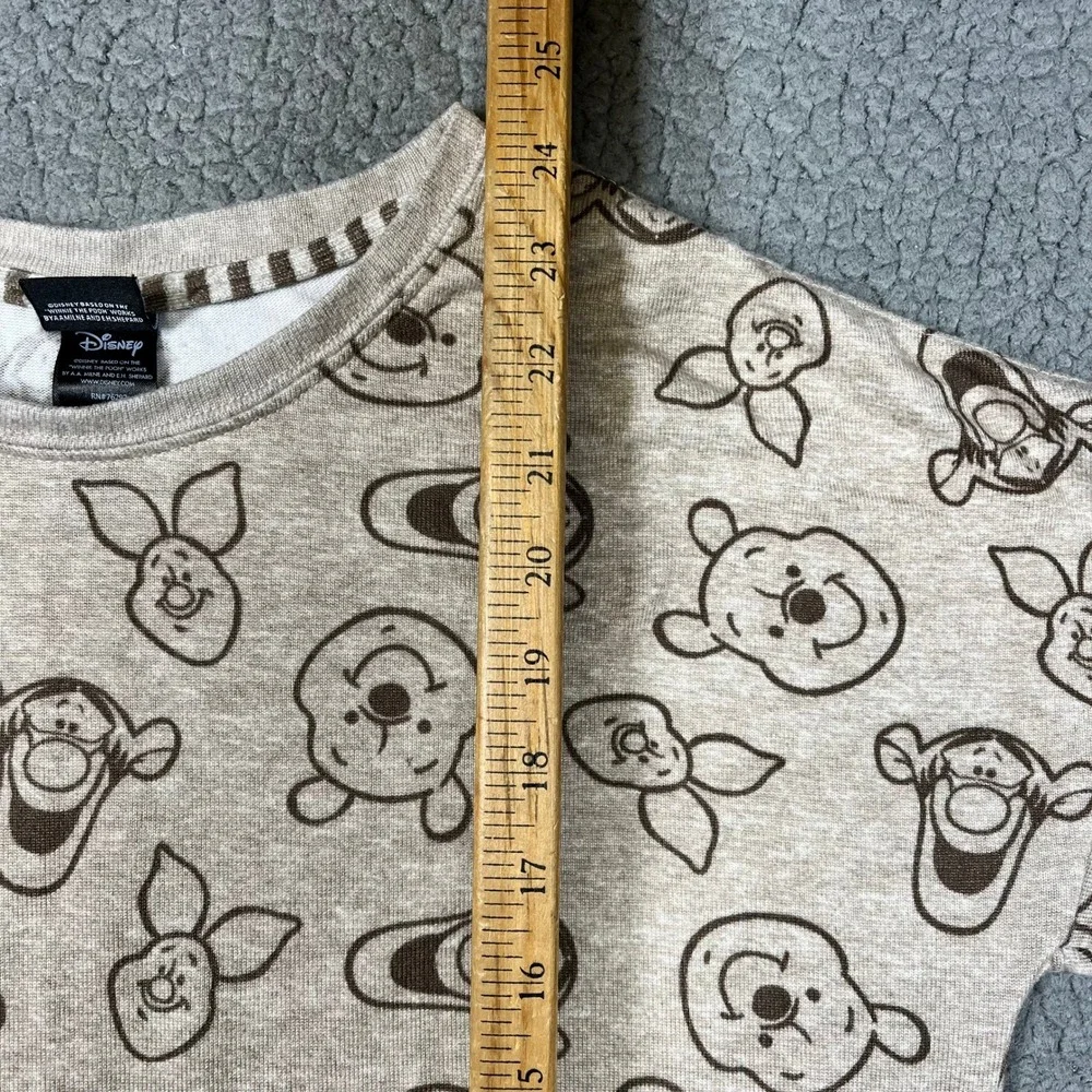 Disney Winnie the Pooh Tigger Piglet Long Sleeve Pajama Top Small Tan Heather - Picture 6 of 9
